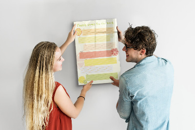 Memobord van glas met print inclusief neodymium magneten Maaltijdplan voor het gezin voor deze week