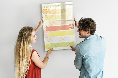 Memobord van glas met print inclusief neodymium magneten Maaltijdplan voor het gezin voor deze week