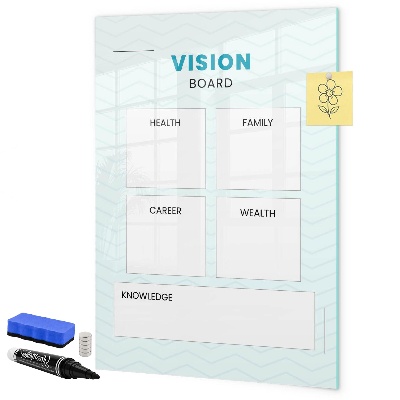 Memobord van glas met print inclusief neodymium magneten Visionboard voor levensdoelen