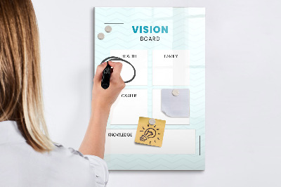 Memobord van glas met print inclusief neodymium magneten Visionboard voor levensdoelen