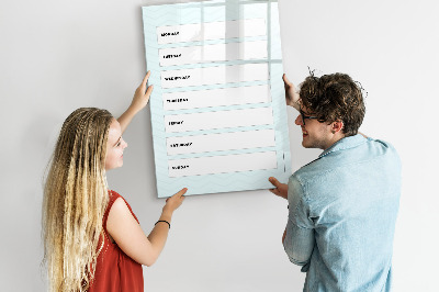 Memobord van glas met print inclusief neodymium magneten Weekplanner met ruimte voor foto's