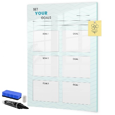 Decoratief glazen wandbord beschrijfbaar en magnetisch Het plannen en bereiken van persoonlijke doelen