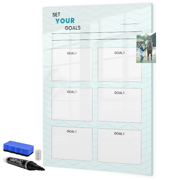 Decoratief glazen wandbord beschrijfbaar en magnetisch Het plannen en bereiken van persoonlijke doelen