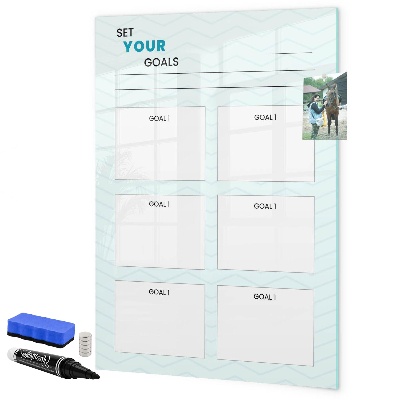 Decoratief glazen wandbord beschrijfbaar en magnetisch Het plannen en bereiken van persoonlijke doelen