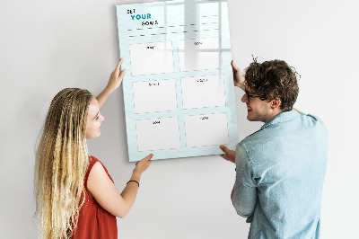 Decoratief glazen wandbord beschrijfbaar en magnetisch Het plannen en bereiken van persoonlijke doelen