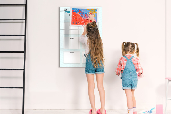 Decoratief glazen wandbord beschrijfbaar en magnetisch Het plannen en bereiken van persoonlijke doelen