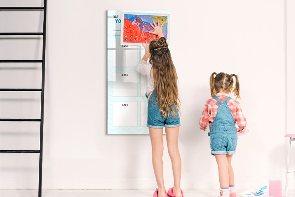 Decoratief glazen wandbord beschrijfbaar en magnetisch Het plannen en bereiken van persoonlijke doelen