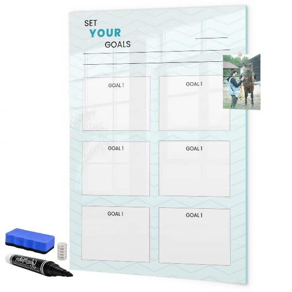 Decoratief glazen wandbord beschrijfbaar en magnetisch Het plannen en bereiken van persoonlijke doelen
