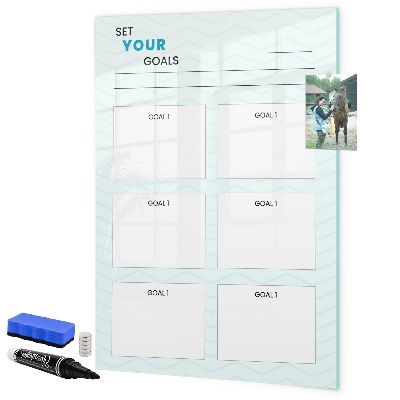 Decoratief glazen wandbord beschrijfbaar en magnetisch Het plannen en bereiken van persoonlijke doelen