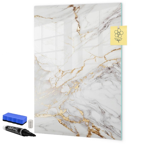 Memobord van glas met print inclusief neodymium magneten Stijlvol marmeren fotobord