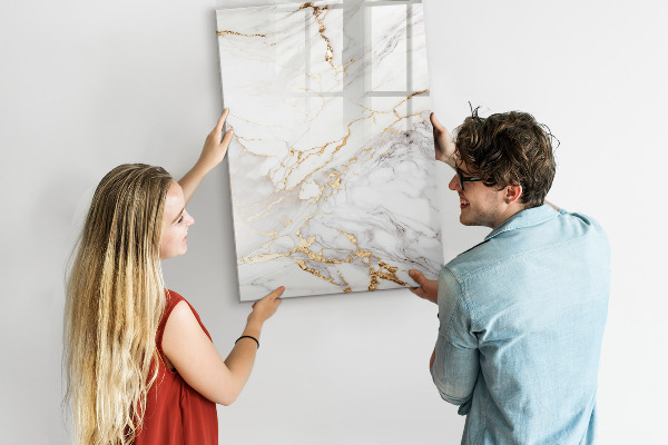 Memobord van glas met print inclusief neodymium magneten Stijlvol marmeren fotobord