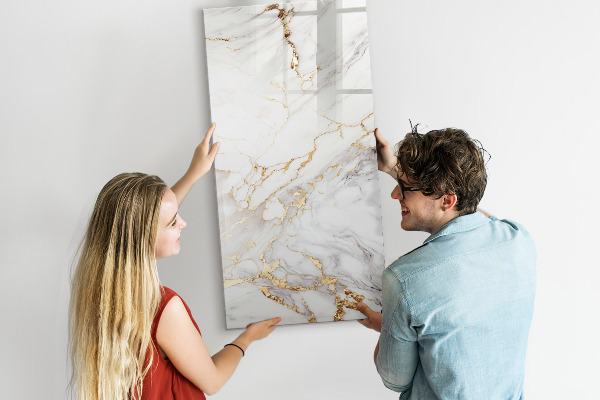 Memobord van glas met print inclusief neodymium magneten Stijlvol marmeren fotobord