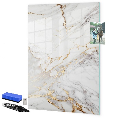 Memobord van glas met print inclusief neodymium magneten Stijlvol marmeren fotobord