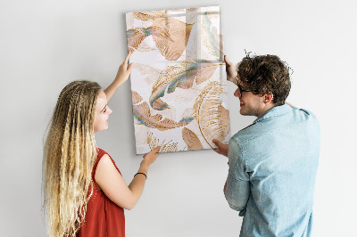 Decoratief glazen wandbord beschrijfbaar en magnetisch Een kleurrijk prikbord voor foto's en notities