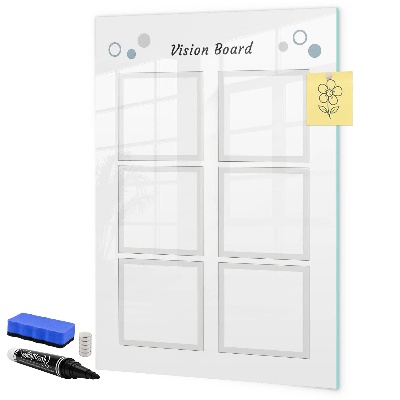 Decoratief glazen wandbord beschrijfbaar en magnetisch Visionboard voor creatieve ideeën