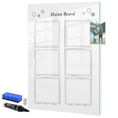 Decoratief glazen wandbord beschrijfbaar en magnetisch Visionboard voor creatieve ideeën