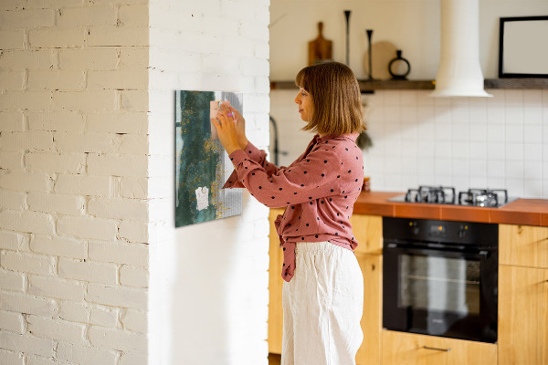 Memobord van glas met print inclusief neodymium magneten Modern prikbord voor foto's en notities