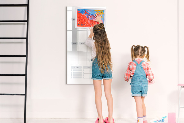 Memobord van glas met print inclusief neodymium magneten Weekplanner met ruimte voor foto's