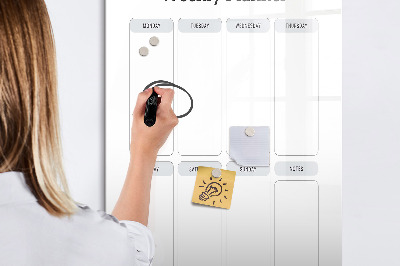 Memobord van glas met print inclusief neodymium magneten Weekplanner met ruimte voor foto's