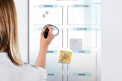 Decoratief glazen wandbord beschrijfbaar en magnetisch Visionboard voor persoonlijke doelen