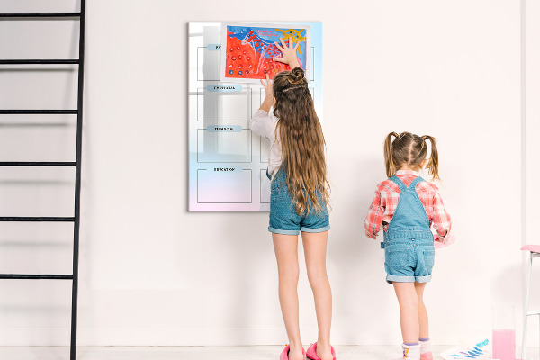 Decoratief glazen wandbord beschrijfbaar en magnetisch Visionboard voor persoonlijke doelen