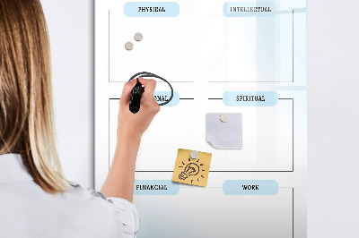 Decoratief glazen wandbord beschrijfbaar en magnetisch Visionboard voor persoonlijke doelen