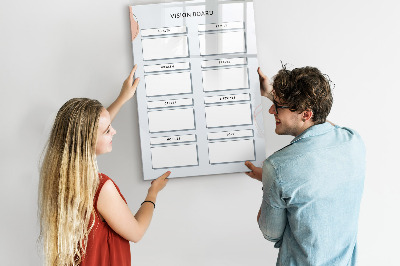 Memobord van glas met print inclusief neodymium magneten Een visionboard voor een beter leven.