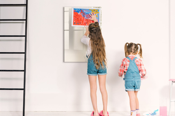 Decoratief glazen wandbord beschrijfbaar en magnetisch Creatief prikbord voor herinneringen en notities