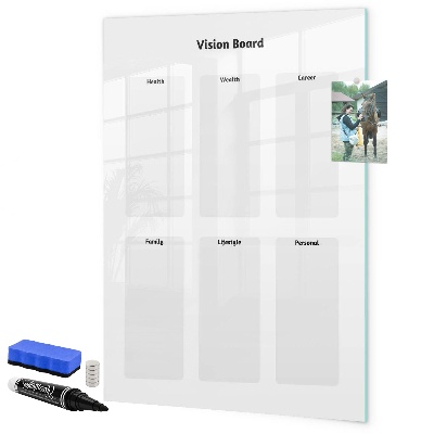 Memobord van glas met print inclusief neodymium magneten Visionboard voor levensdoelen