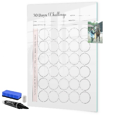 Decoratief glazen wandbord beschrijfbaar en magnetisch 30-daagse fotografie-uitdaging