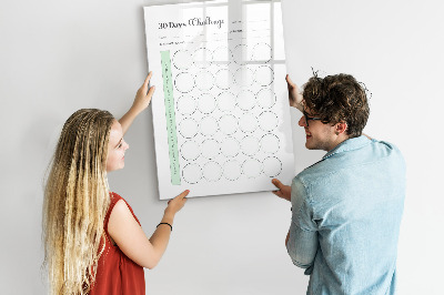 Decoratief glazen wandbord beschrijfbaar en magnetisch 30-dagen challenge: houd je voortgang bij