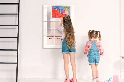 Decoratief glazen wandbord beschrijfbaar en magnetisch Verjaardagskalender met ruimte voor foto's