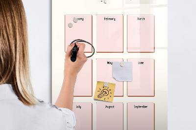 Decoratief glazen wandbord beschrijfbaar en magnetisch Verjaardagskalender met ruimte voor foto's
