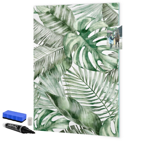 Memobord van glas met print inclusief neodymium magneten Groen bord voor foto's en notities