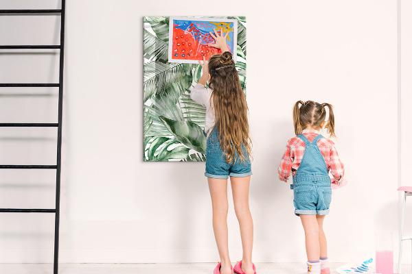 Memobord van glas met print inclusief neodymium magneten Groen bord voor foto's en notities