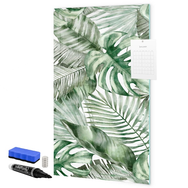 Memobord van glas met print inclusief neodymium magneten Groen bord voor foto's en notities