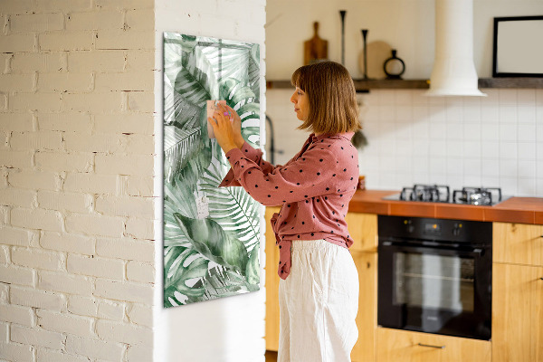 Memobord van glas met print inclusief neodymium magneten Groen bord voor foto's en notities