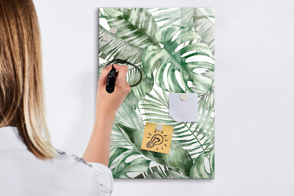 Memobord van glas met print inclusief neodymium magneten Groen bord voor foto's en notities