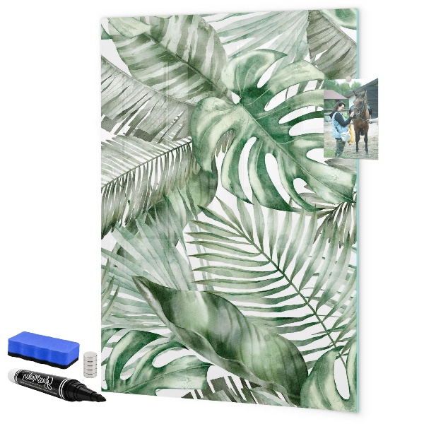 Memobord van glas met print inclusief neodymium magneten Groen bord voor foto's en notities