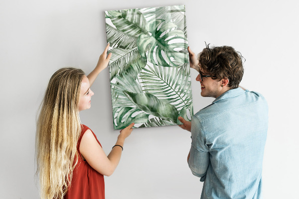 Memobord van glas met print inclusief neodymium magneten Groen bord voor foto's en notities