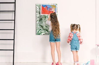 Memobord van glas met print inclusief neodymium magneten Groen bord voor foto's en notities