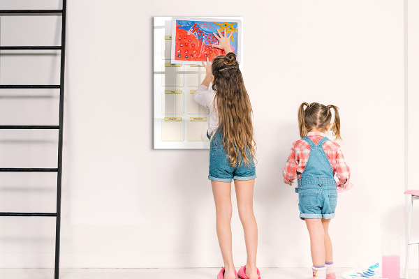 Decoratief glazen wandbord beschrijfbaar en magnetisch Jaarlijkse kalender voor personalisatie