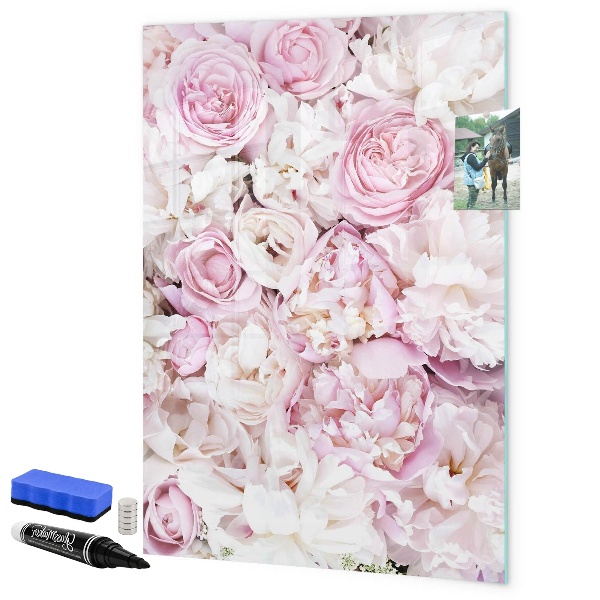 Decoratief glazen wandbord beschrijfbaar en magnetisch Bloemenbord voor notities en foto's
