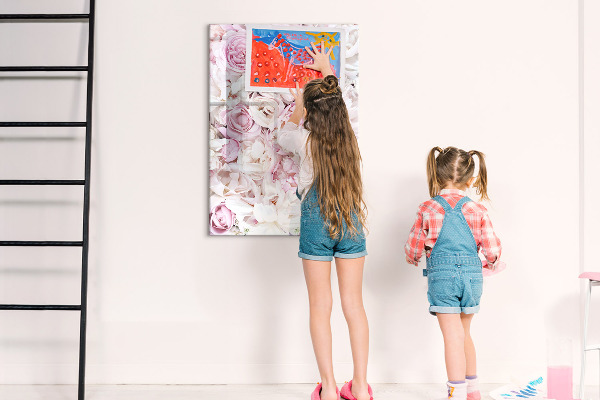 Decoratief glazen wandbord beschrijfbaar en magnetisch Bloemenbord voor notities en foto's