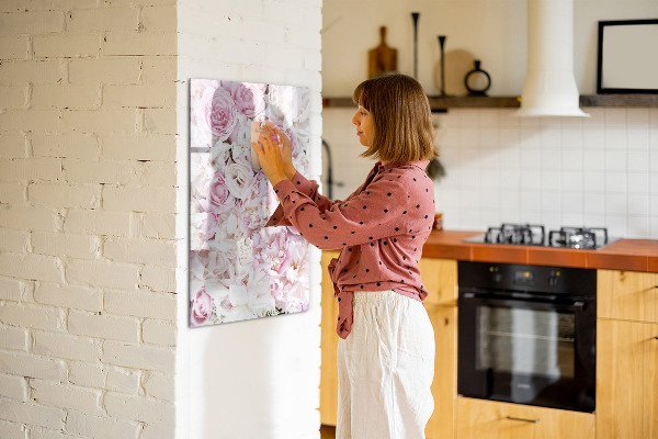 Decoratief glazen wandbord beschrijfbaar en magnetisch Bloemenbord voor notities en foto's