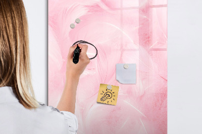 Decoratief glazen wandbord beschrijfbaar en magnetisch Roze prikbord voor notities en foto's