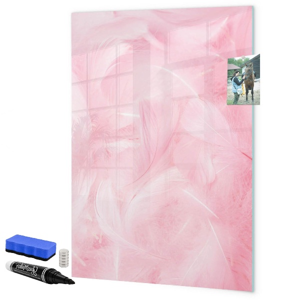 Decoratief glazen wandbord beschrijfbaar en magnetisch Roze prikbord voor notities en foto's