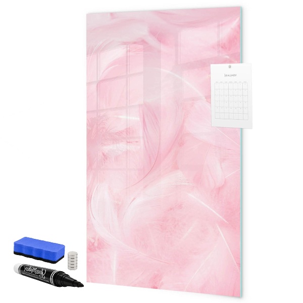 Decoratief glazen wandbord beschrijfbaar en magnetisch Roze prikbord voor notities en foto's