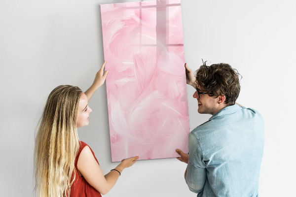Decoratief glazen wandbord beschrijfbaar en magnetisch Roze prikbord voor notities en foto's