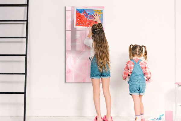 Decoratief glazen wandbord beschrijfbaar en magnetisch Roze prikbord voor notities en foto's